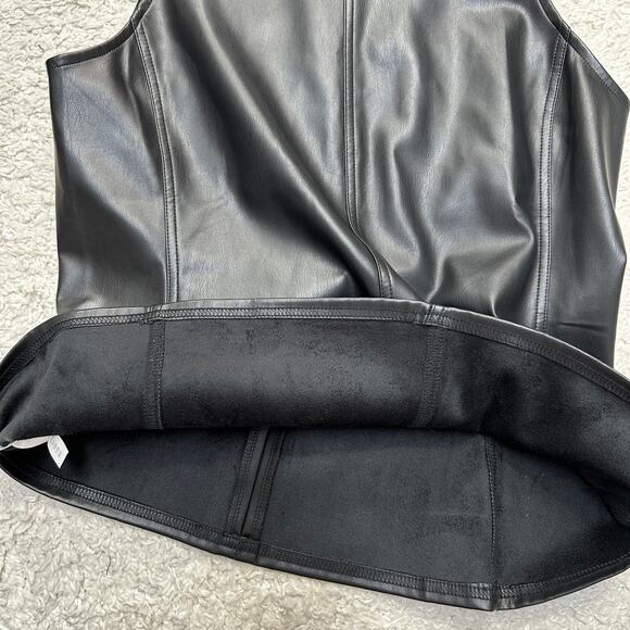 Ann Taylor Petite Faux Leather Sleeveless Blouse Lined Hidden Zip Tank Sz: SP - Picture 5 of 7